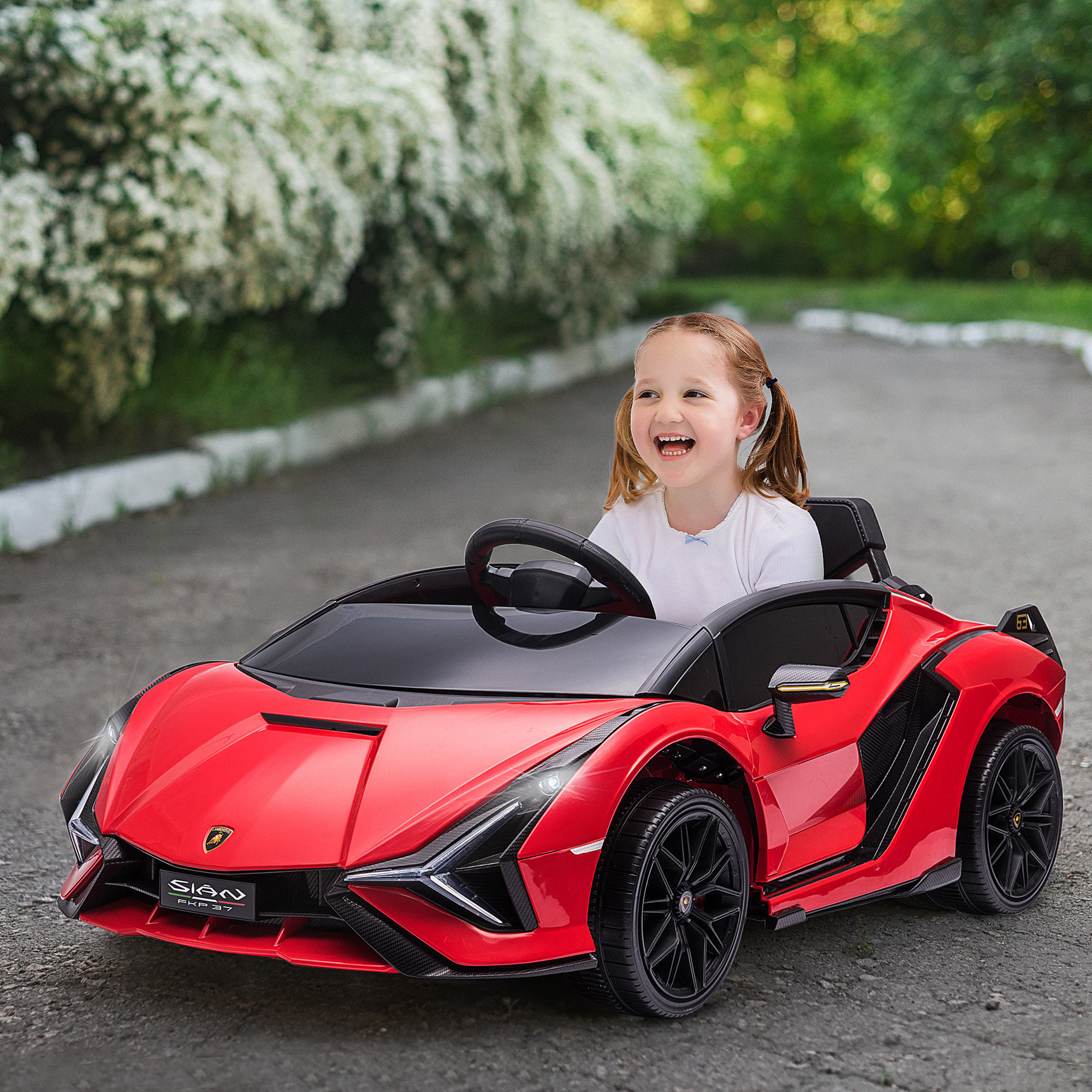 Coche Eléctrico 12V para Niños +3 Años Lamborghini SIAN Mando a Distancia Rojo