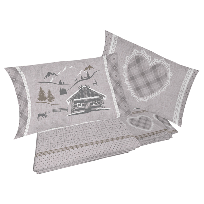 Completo letto in flanella chalet beige