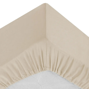 Drap-housse - percale - beige lin - 140x190 cm