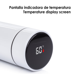 Termo sportivo da 500 ml con indicatore di temperatura intelligente. Bottiglia d'acqua isolata sottovuoto, fino a 12 ore di mantenimento del calore.