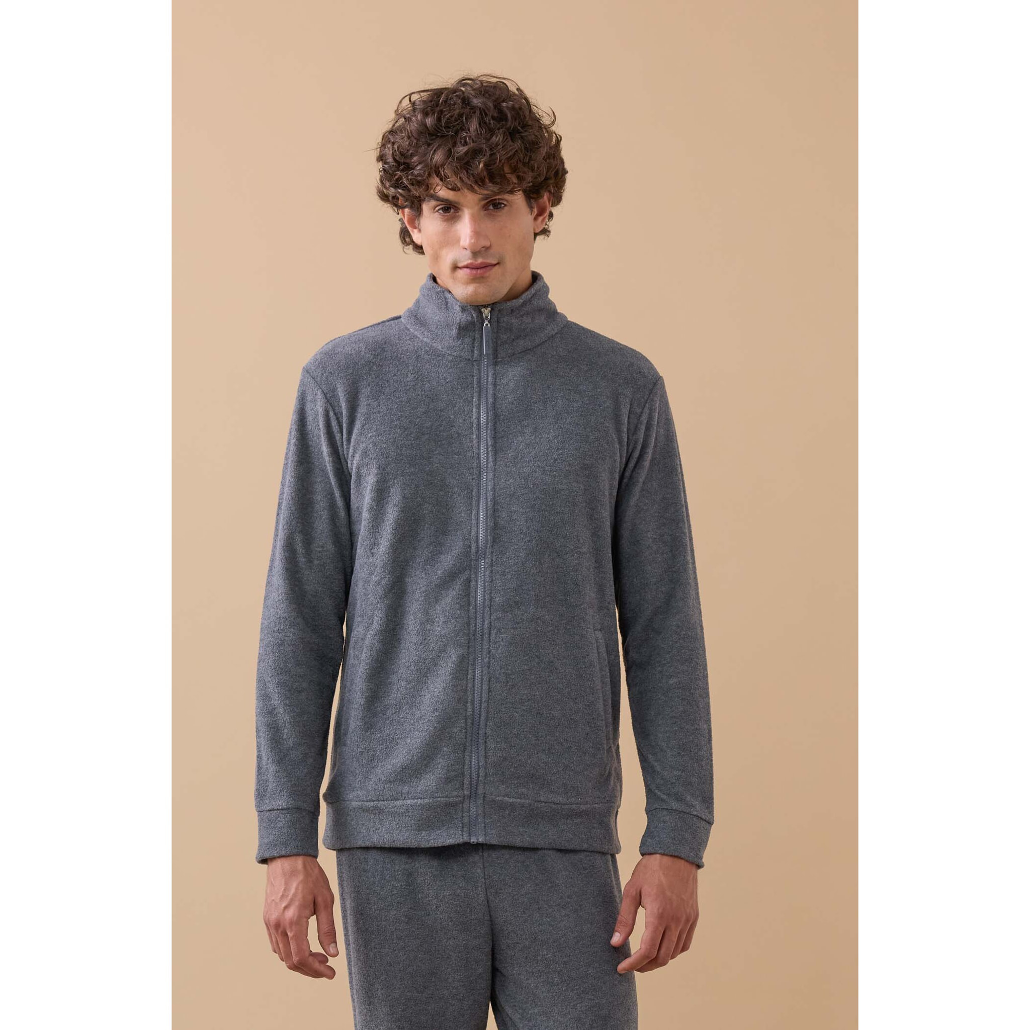 Completo loungewear uomo almy in pile con zip Noidinotte