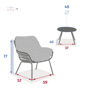 Salon de jardin duo "Paopao" blanc en acier traité en epoxy 2 places