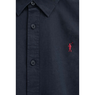 Camicia cotolino blu marino regular fit con logo Rigby Go