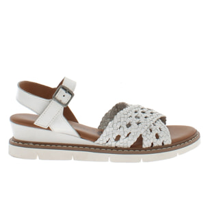Armata di Mare Scarpe Donna Sandalo in Pelle Incrociato con Cinturino Laterale AMD 1V3742 White