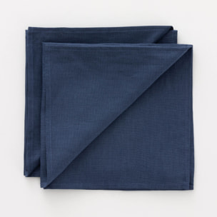 Pack de 2 serviettes 100% lin Nuit bleue 50x50 cm