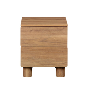 Table de chevet décor bois 2 tiroirs (lot de 2) AYANA