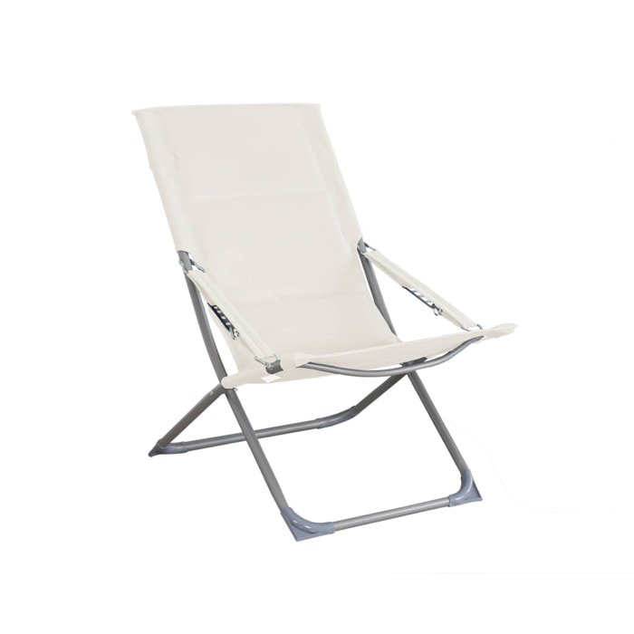 Lot de 2 chaises pliantes beige PARMA en acier / polyester 600D. 84 x 62 x 87 cm