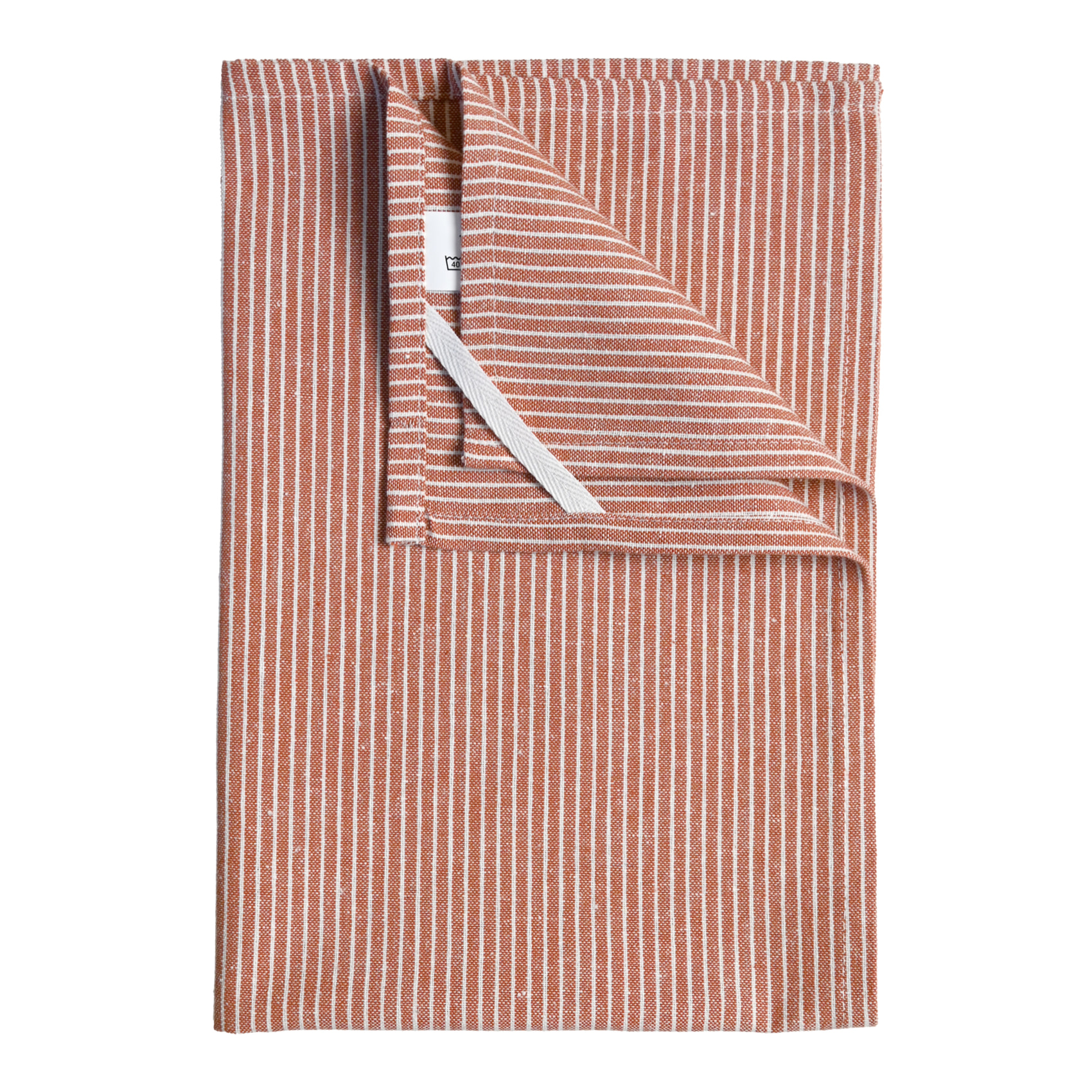 Torchon de cuisine en coton à fines rayures tissées - Terracotta