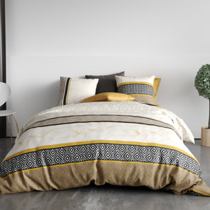 Parure housse de couette imprimé 100% coton - carioca - noir