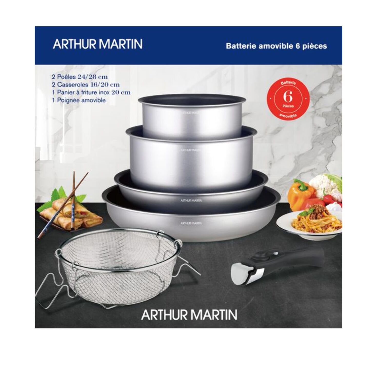 Batterie amovible 6 pcs argent