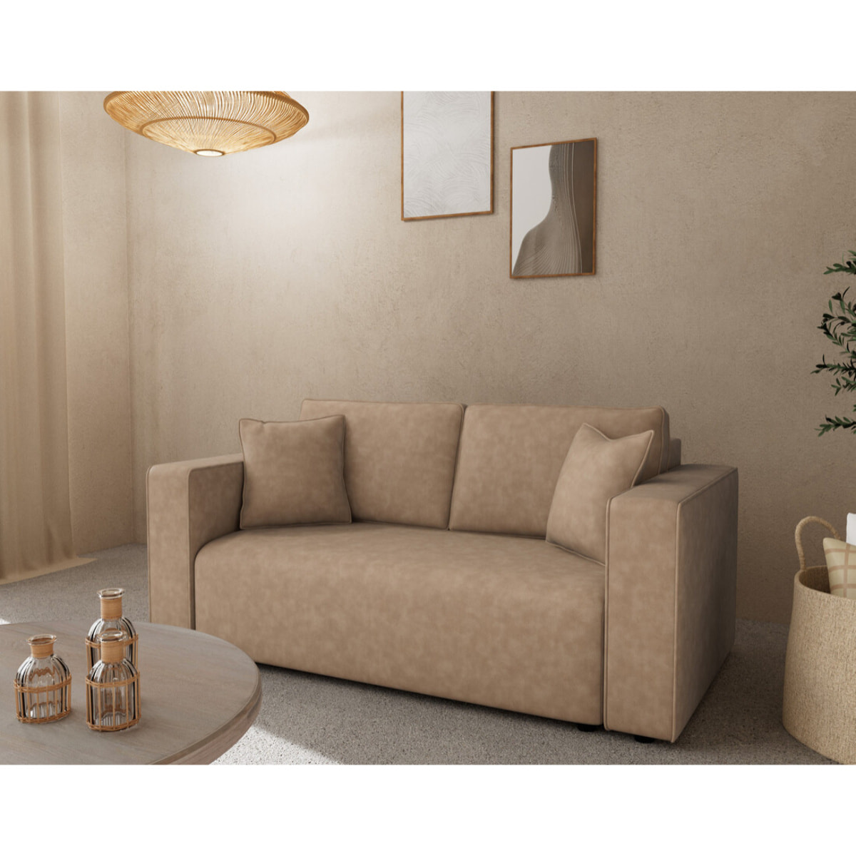 Topaze - canapé droit 2 places en simili - Beige