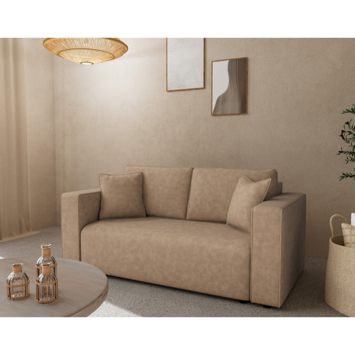 Topaze - canapé droit 2 places en simili - Beige