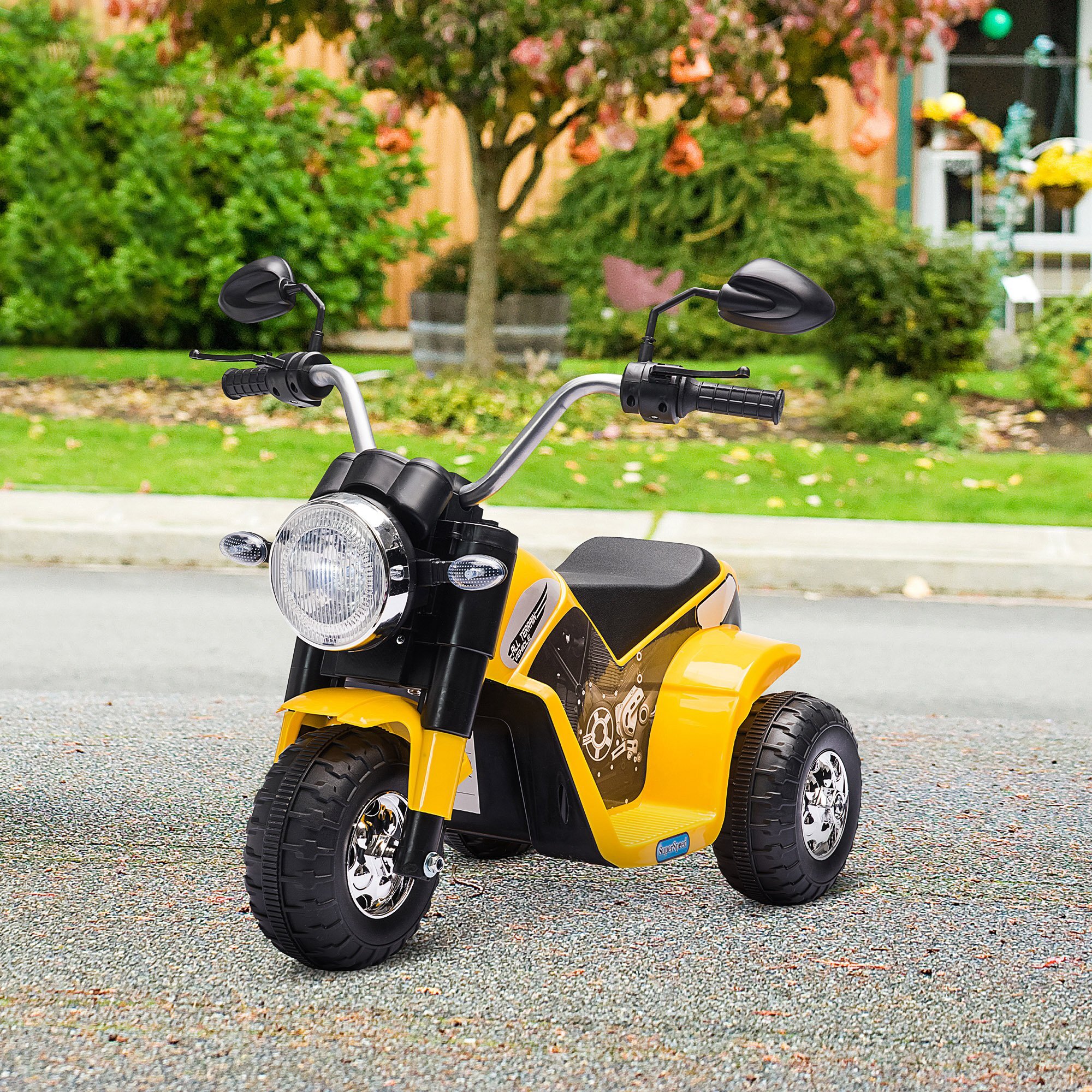 Moto Eléctrica para Niños 18-36 Meses con 3 Ruedas Batería 6V y Bocina Amarillo