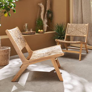 Fauteuil relax de jardin bois d'acacia et résine (lot de 2) LOREDO X2