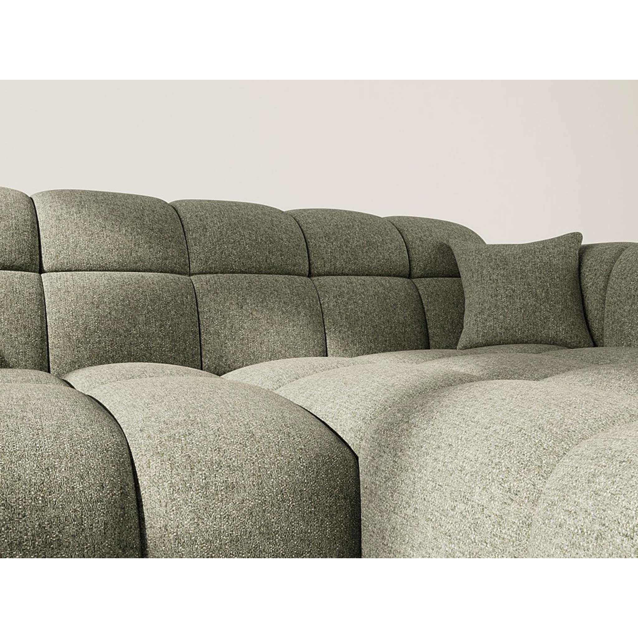 Mini Ray - Canapé d'angle droit 4 places en tissu texturé - Vert Kaki