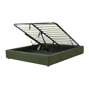 Lit coffre Futura | Ouverture électrique avec télécommande | Espace de stockage jusqu'à 900 L | Bouclette | Vert
