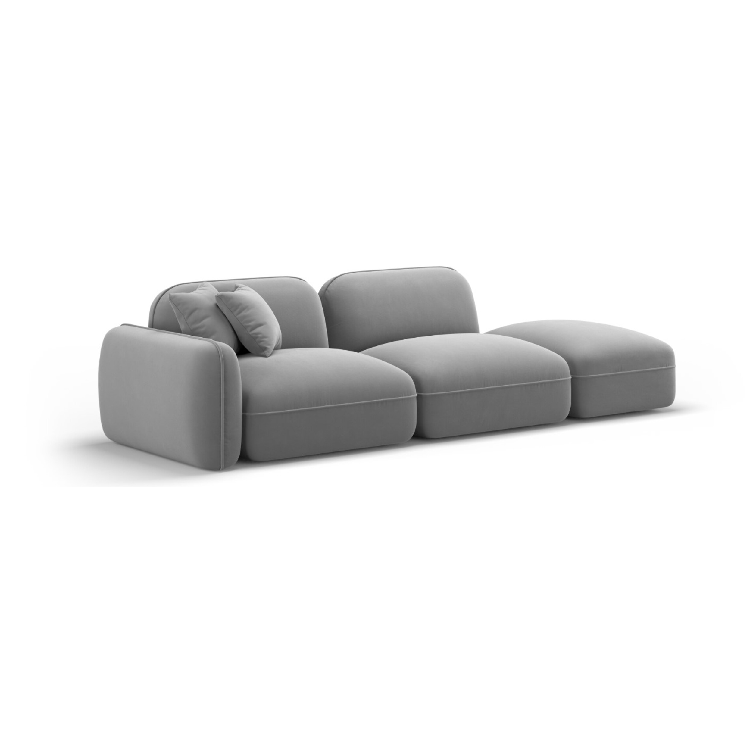 Canapé modulable droit "Lucien" 3 places en velours gris clair