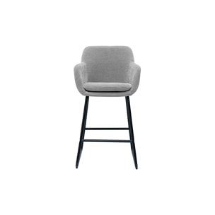 Tabourets de bar en tissu effet velours gris H65 cm (lot de 2) AMIKA