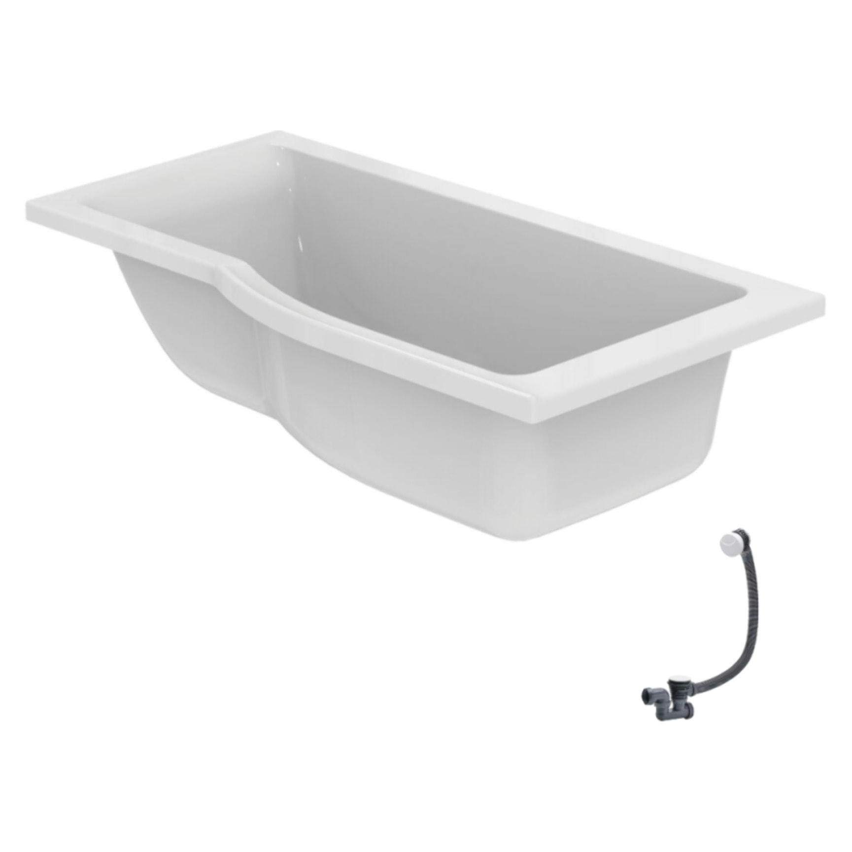 Baignoire bain douche 150 x 80 cm droite Connect Air + vidage Blanc