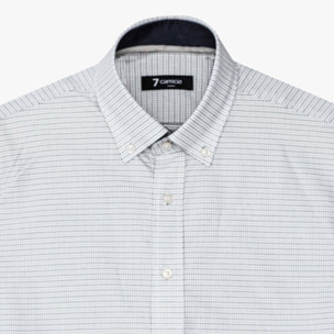 camicia uomo 1 bottone button down slim Jacquard Fantasia Bianco/Nero