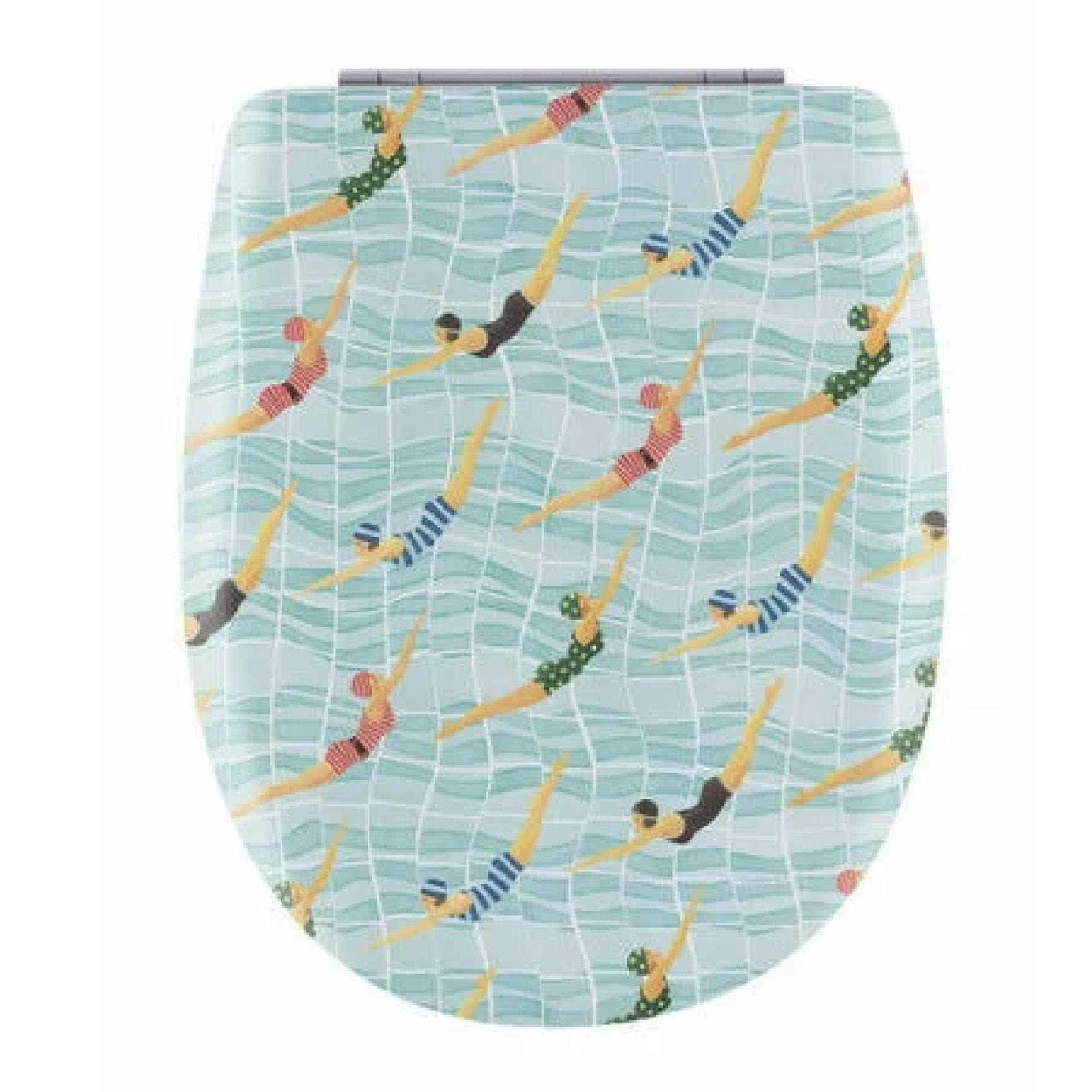 Abattant easy clip à descente assistée au look nageuse - Bleu ciel