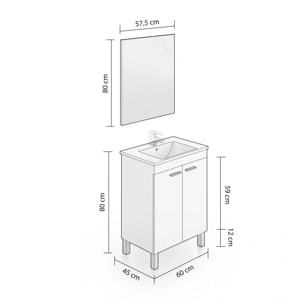 Mueble de baño con espejo Liz 60 Blanco Brillo