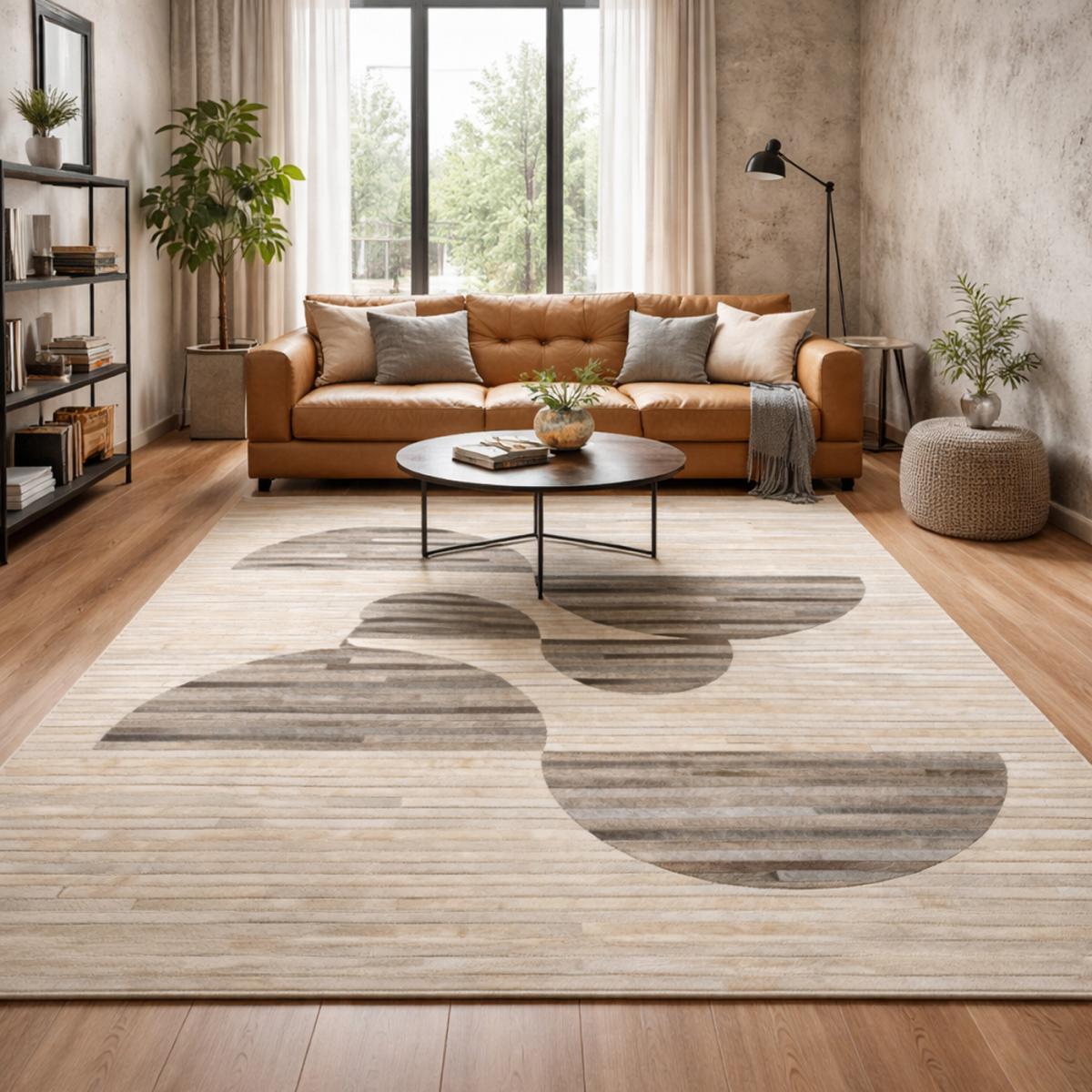 Tapis en cuir assemblé et cousu à la main JIHI