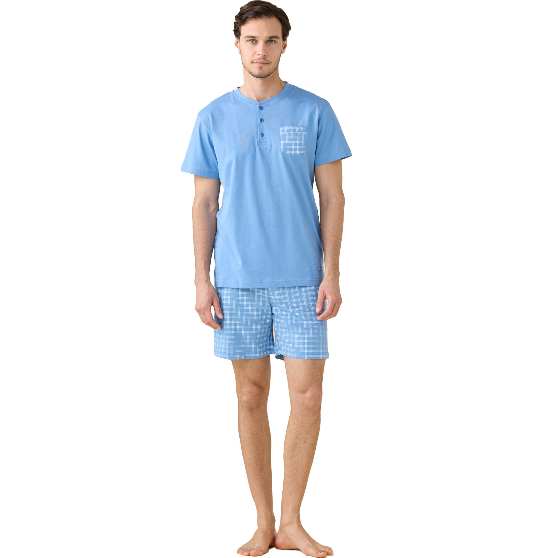 Pigiama uomo in cotone top manica corta e pantalone corto articolo timeless Noidinotte