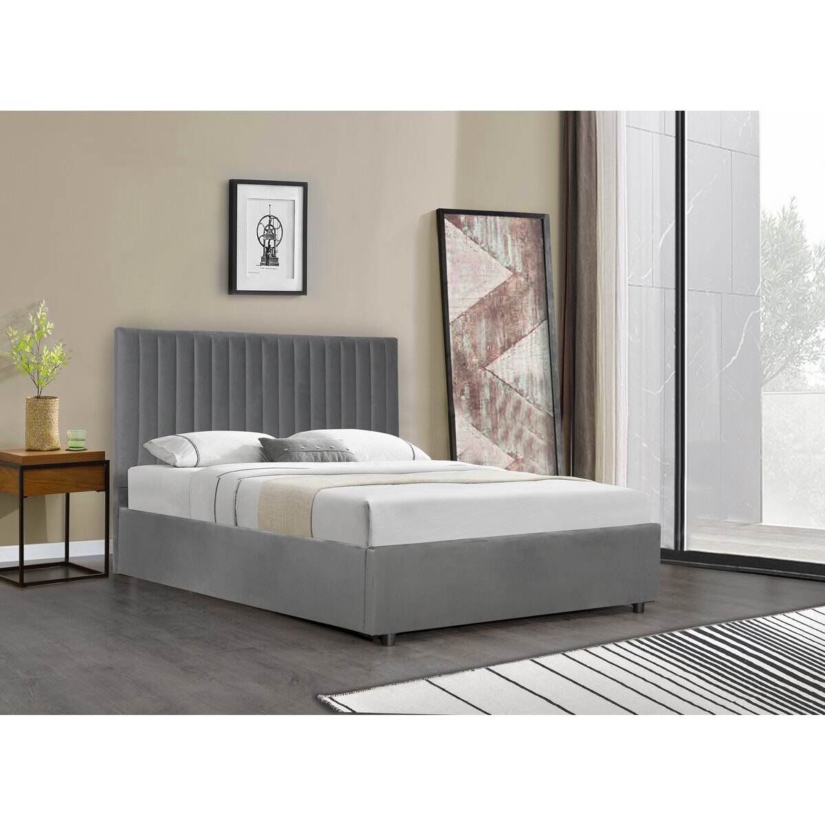 Lit avec coffre "Mia" - 160 x 200 cm - Gris