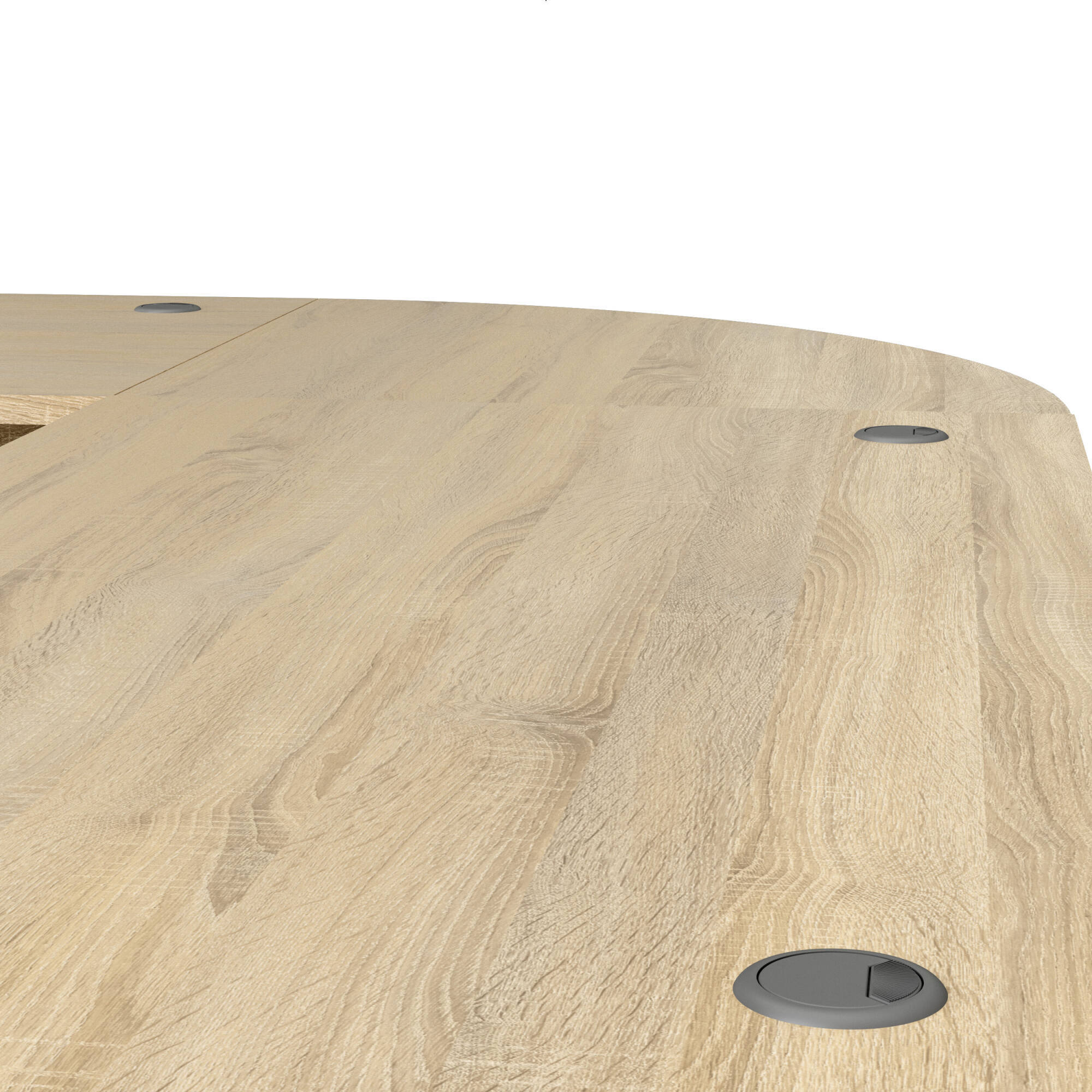 Scrivania Agerato, Scrittoio multiuso, Tavolo per ufficio porta PC, Piano di lavoro, 230x200 h75 cm, Grigio e Quercia