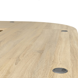 Scrivania Agerato, Scrittoio multiuso, Tavolo per ufficio porta PC, Piano di lavoro, 230x200 h75 cm, Grigio e Quercia