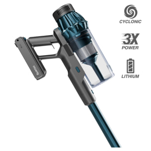 Aspirador 2 en 1 inalámbrico UPX32, Autonomía hasta 50 min, 3 velocidades, 400W, Ligero y compacto, 4 accesorios incluidos, Cepillo led, Azul