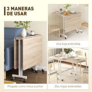 Mesa Plegable de Comedor para 4-6 Personas Mesa de Comedor Plegable con Alas Abatibles y Ruedas Mesa Abatible para Cocina Comedor Sala de Estar 120x80x73 cm Roble