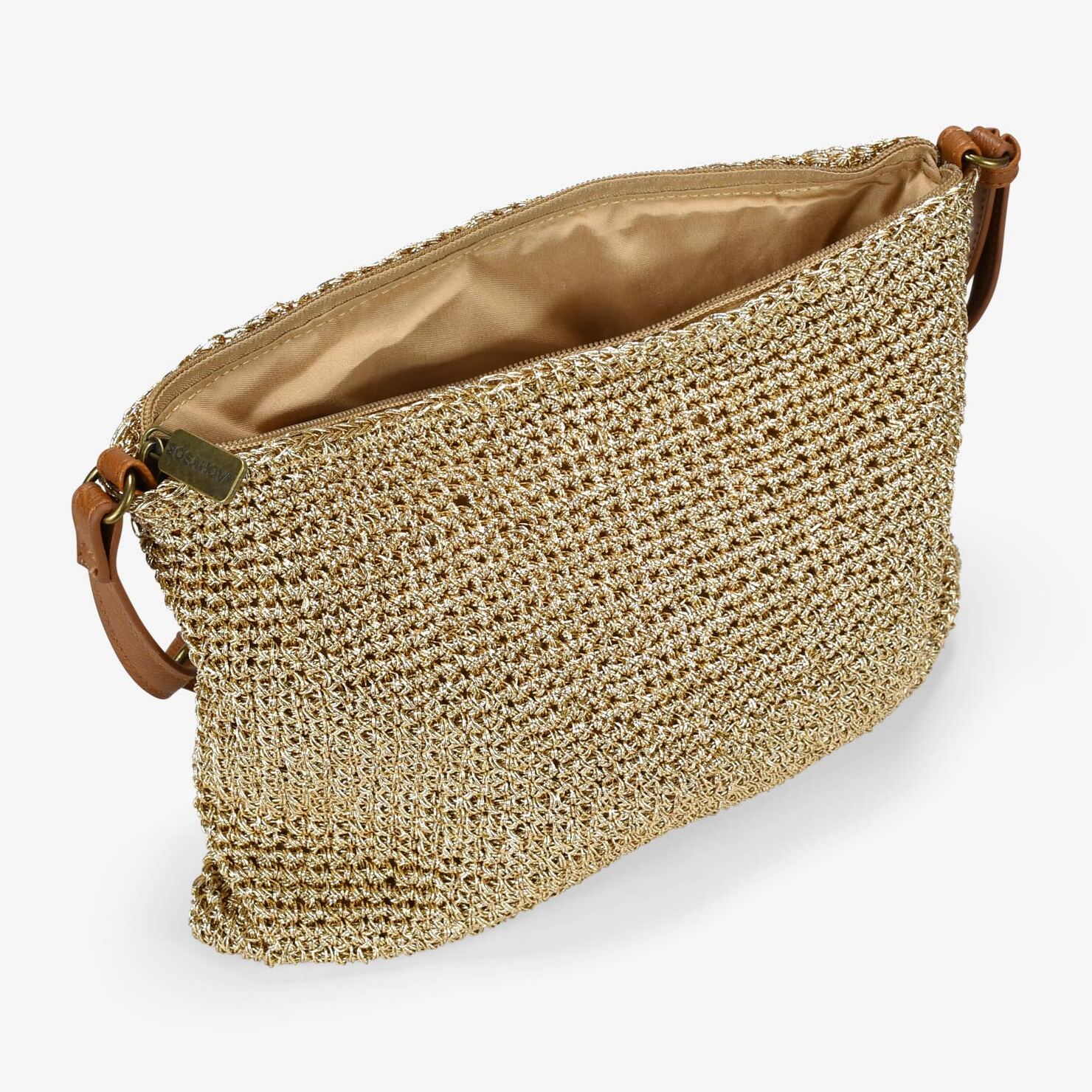 Bolso bandolera en rafia oro