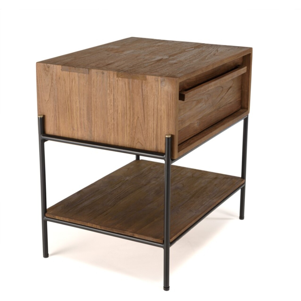 SIXTINE - Table de chevet 1 niche bois de teck recyclé