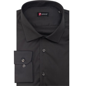 Camicia Uomo 1 Bottone Francese Slim Twill Unito Grigio Scuro