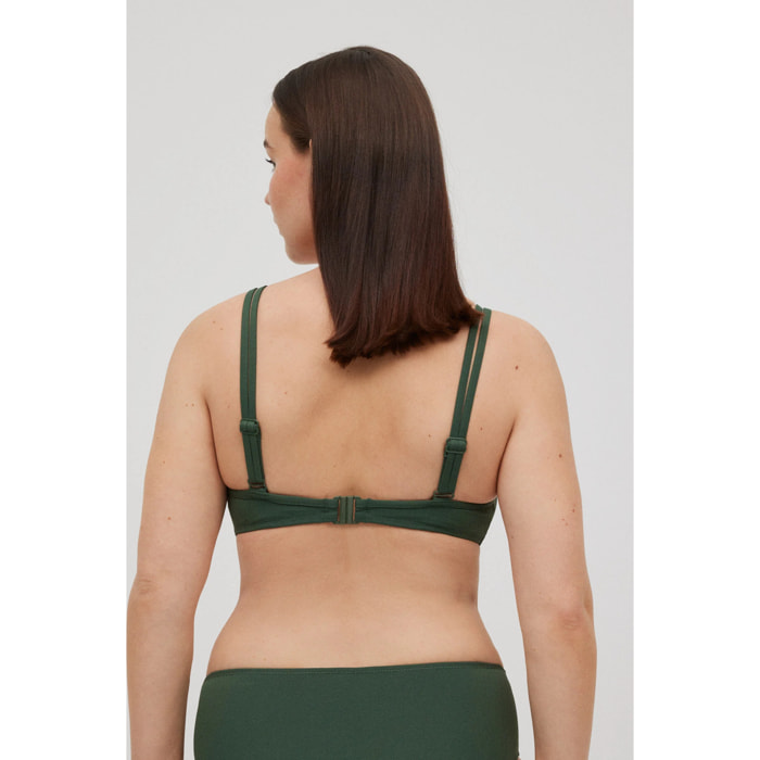 Top bikini snellente in micropiqué verde scuro coppa D