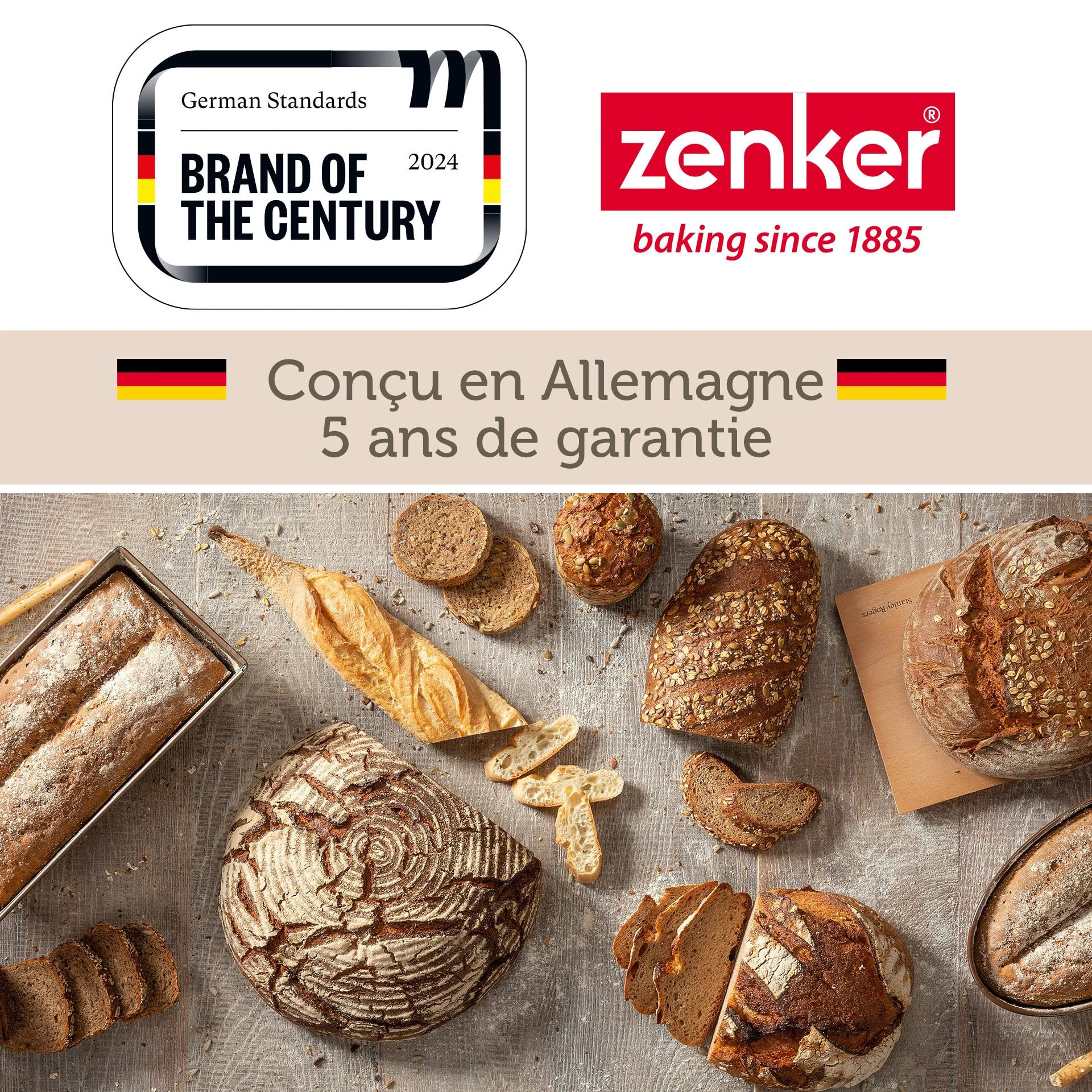 Moule à petits pains individuels ronds 6 empreintes 33 x 22 cm Zenker Mojave Gold