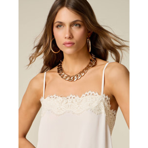 Oltre - Top lingerie con pizzo - Bianco D.fiore