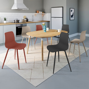 Chaises Nala mix de couleurs (beige, gris foncé et terracotta) et pieds métal - lot de 6