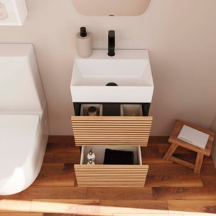 Meuble de Salle de Bain YINU | 45 cm Noir - Solomon | Fond 36 cm | Deux Tiroirs | Lavabo Encastre | N'inclut Pas Miroir | Meuble Monte | Alday