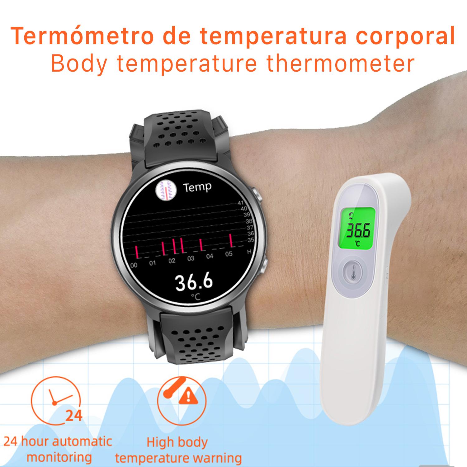 Smartwatch P30 con pompa ad aria e palloncino per il test della pressione sanguigna reale. Termometro corporeo, frequenza respiratoria.