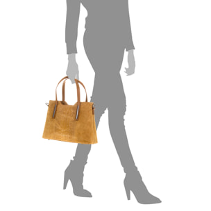 Fiesole Bolso tote Mujer.Piel auténtica Gamuza Grabado Cocodrilo