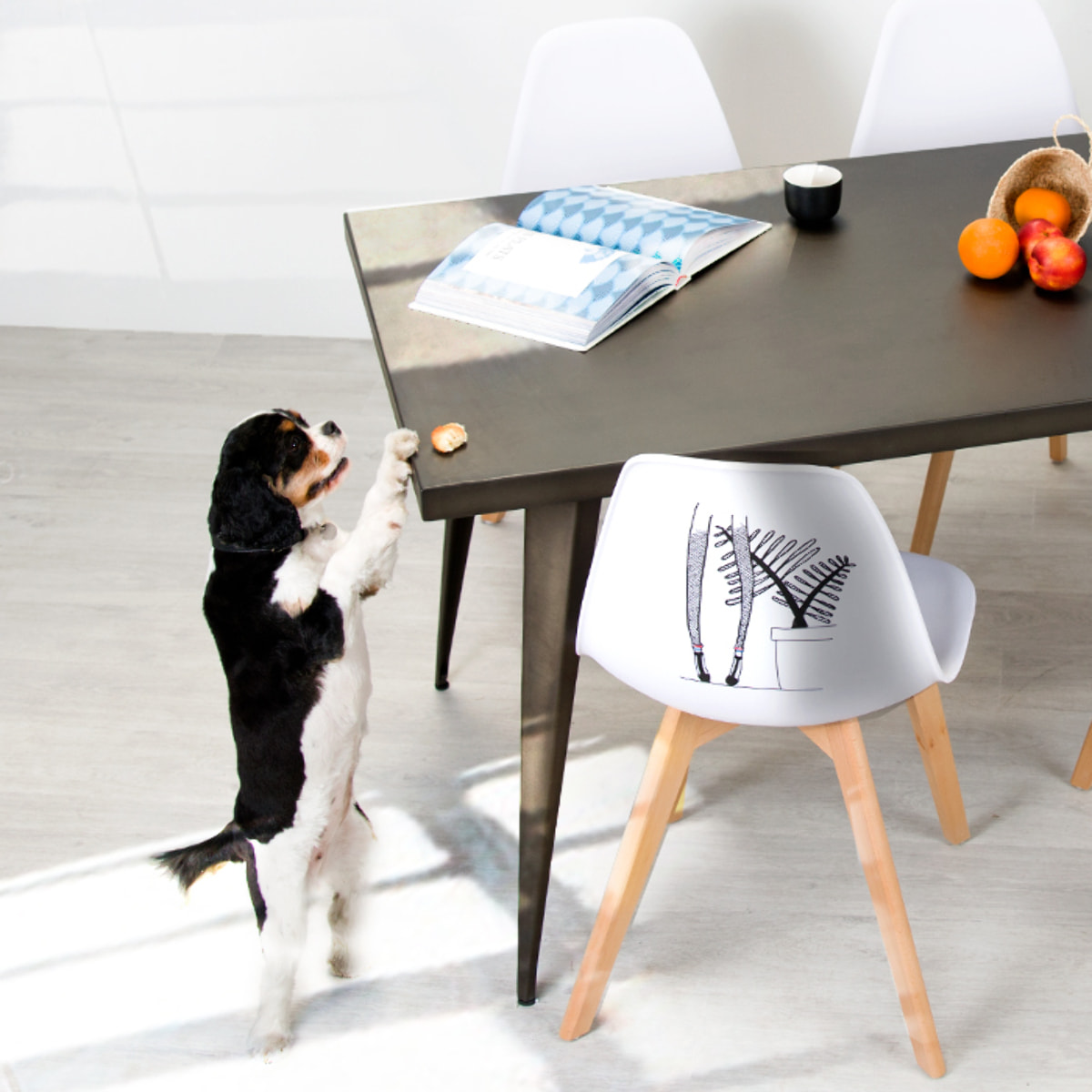 Table rectangulaire 6 personnes en métal gris 150 cm - Indus