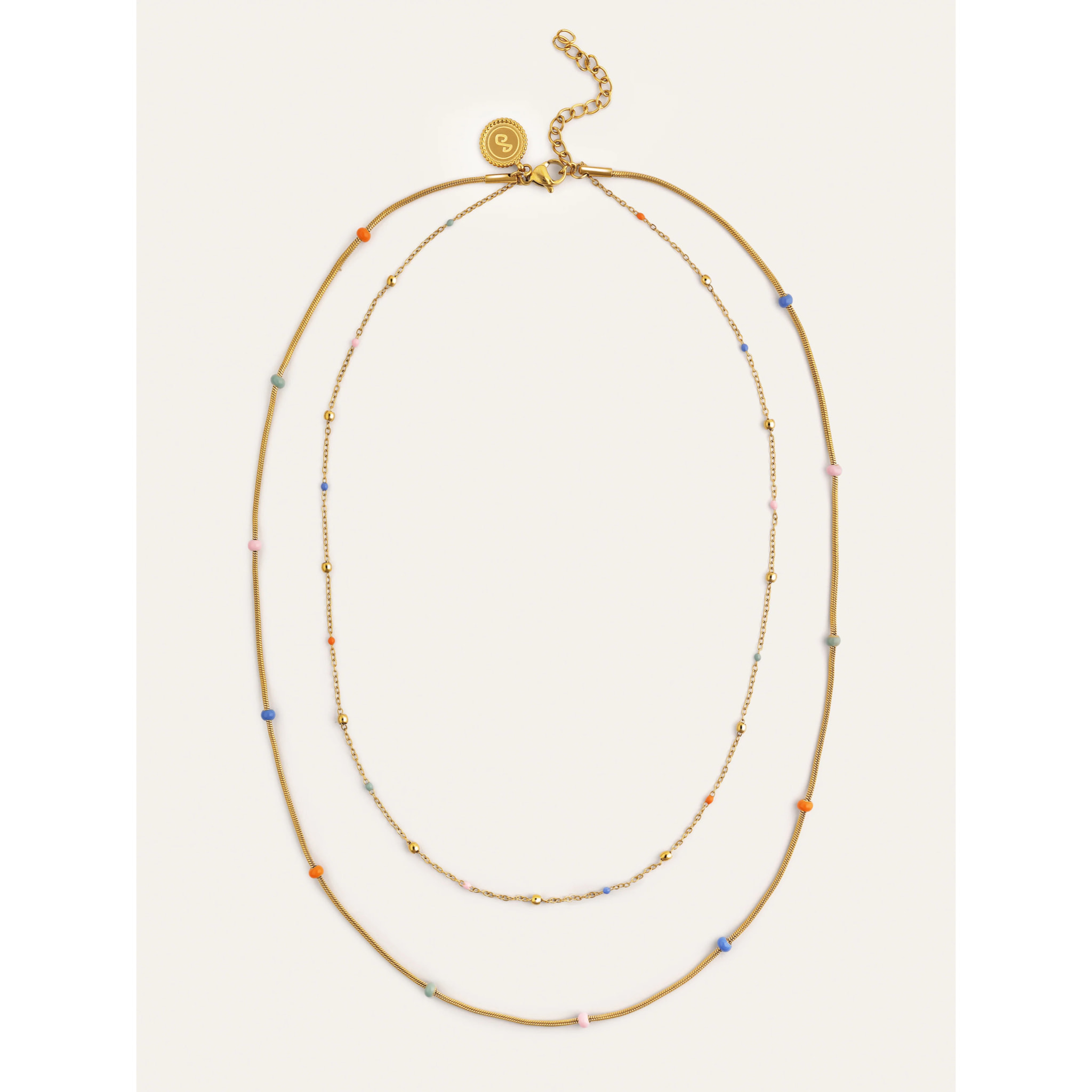 Collar Doble Carla Enamel Acero Baño Oro