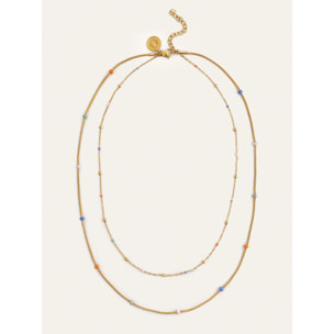 Collar Doble Carla Enamel Acero Baño Oro