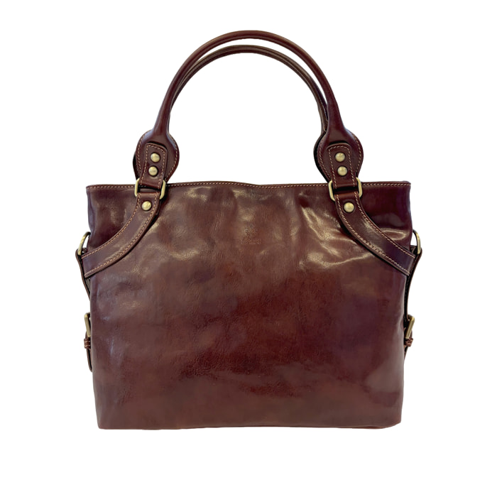 Borsa a Spalla Borsa Shopper da Donna in Pelle Lucida con Tracolla Removibile