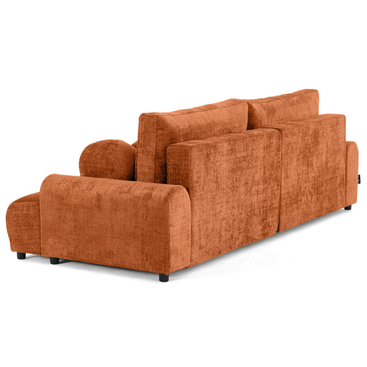 Nelly - canapé d'angle gauche 4 places convertible avec coffre en velours texturé - Rouille