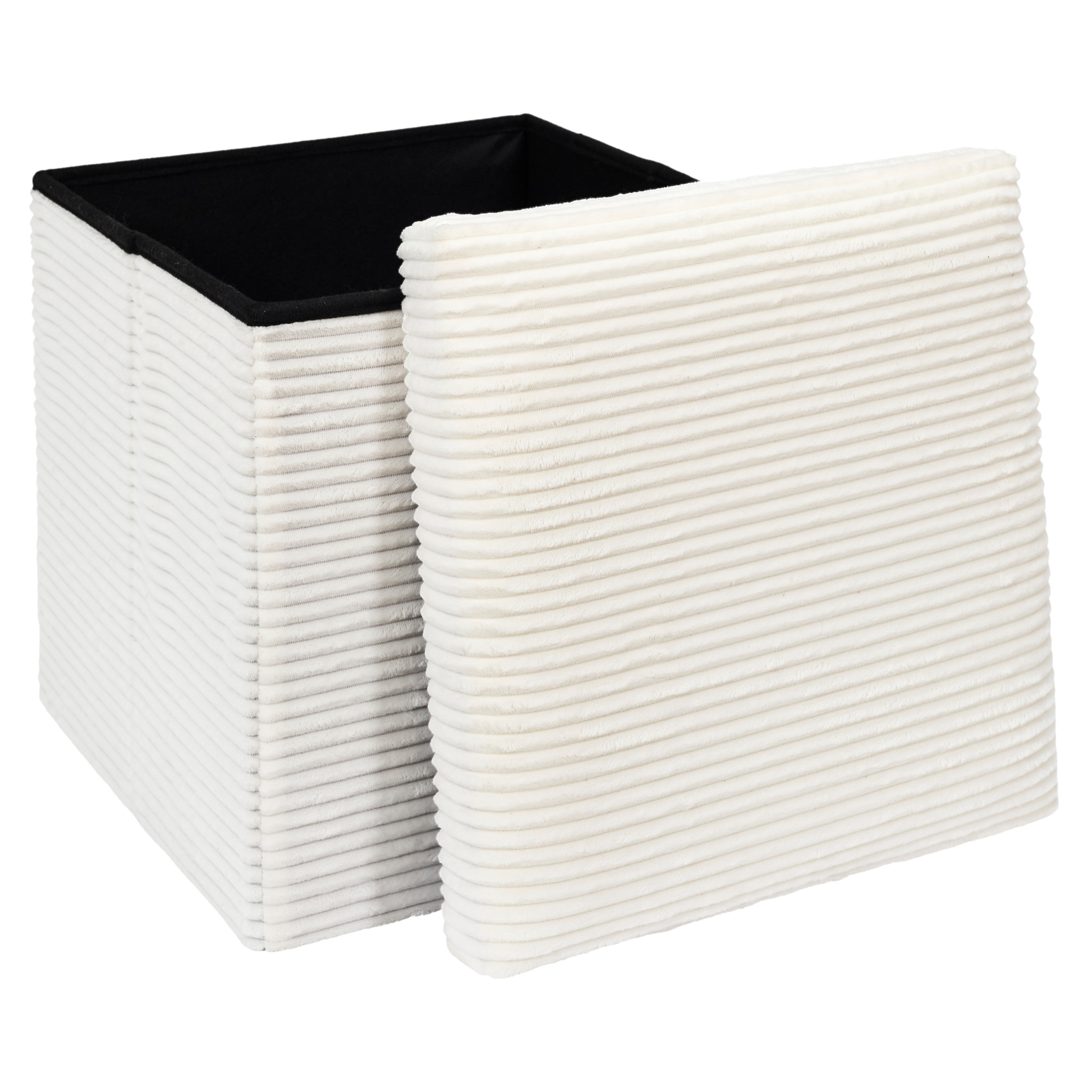 Coffre Pouf Pliable Cotele Scott Beige