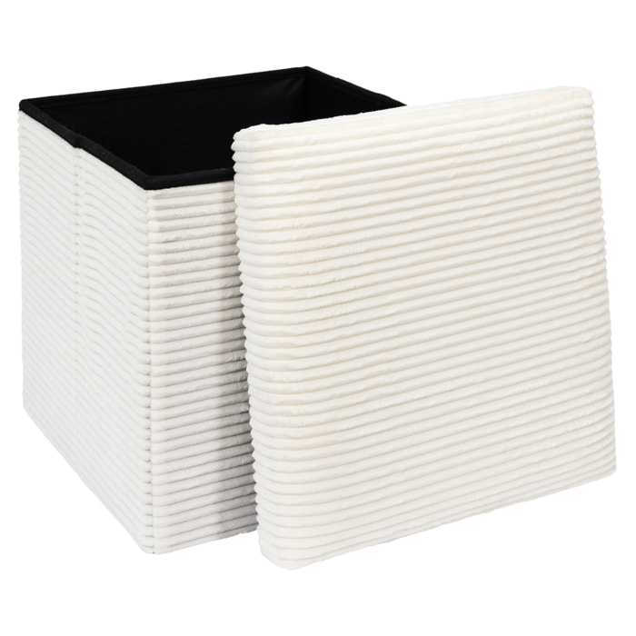 Coffre Pouf Pliable Cotele Scott Beige